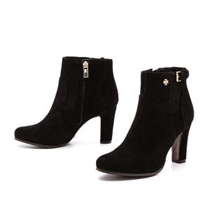 Tory Burch Black Ankle Booties with Chunky Heels